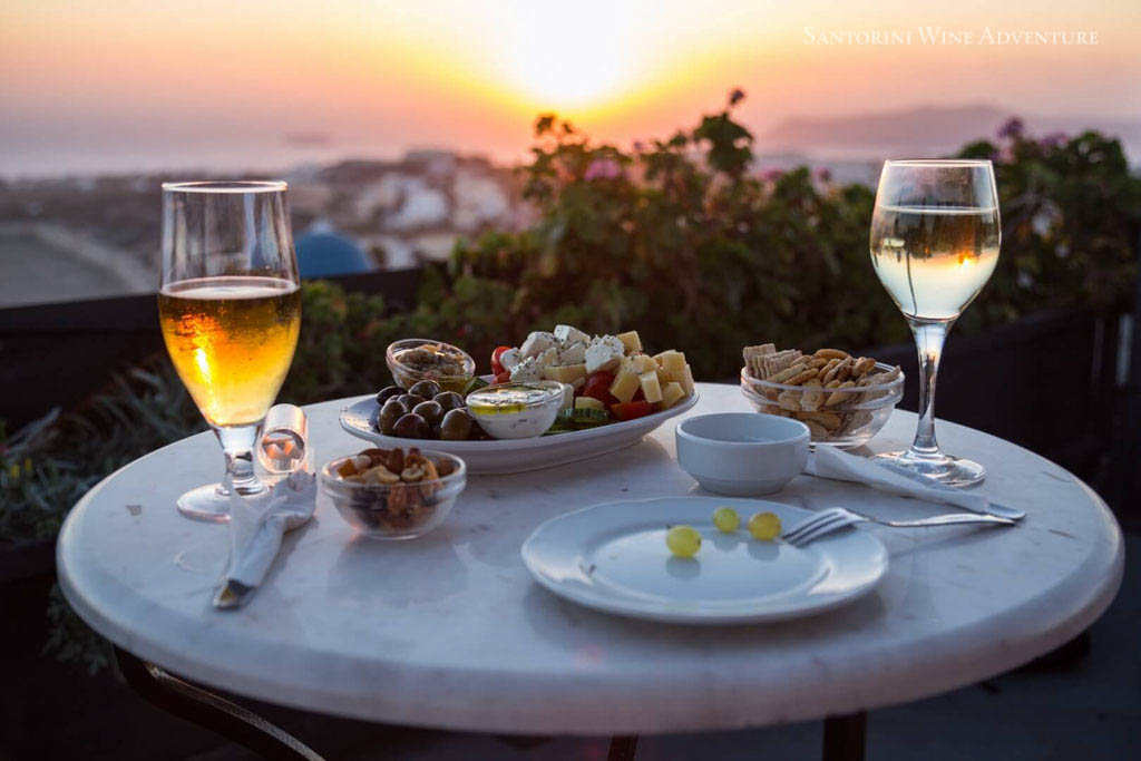 sunset wine tour santorini